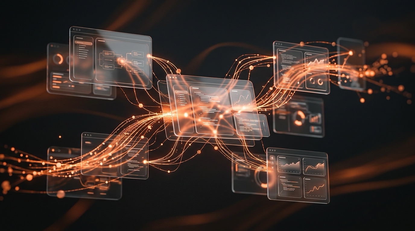 Abstract AI application interface and neural connections